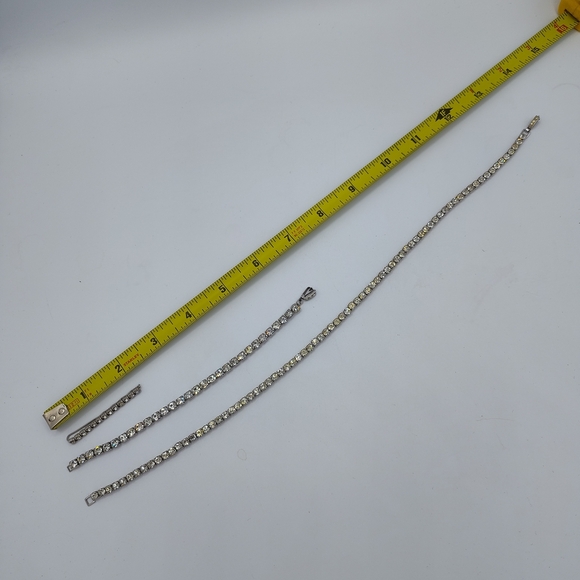 Antique 1920's High Quality Tennis Necklace, Bracelet And Hair Pin Set - Picture 6 of 7